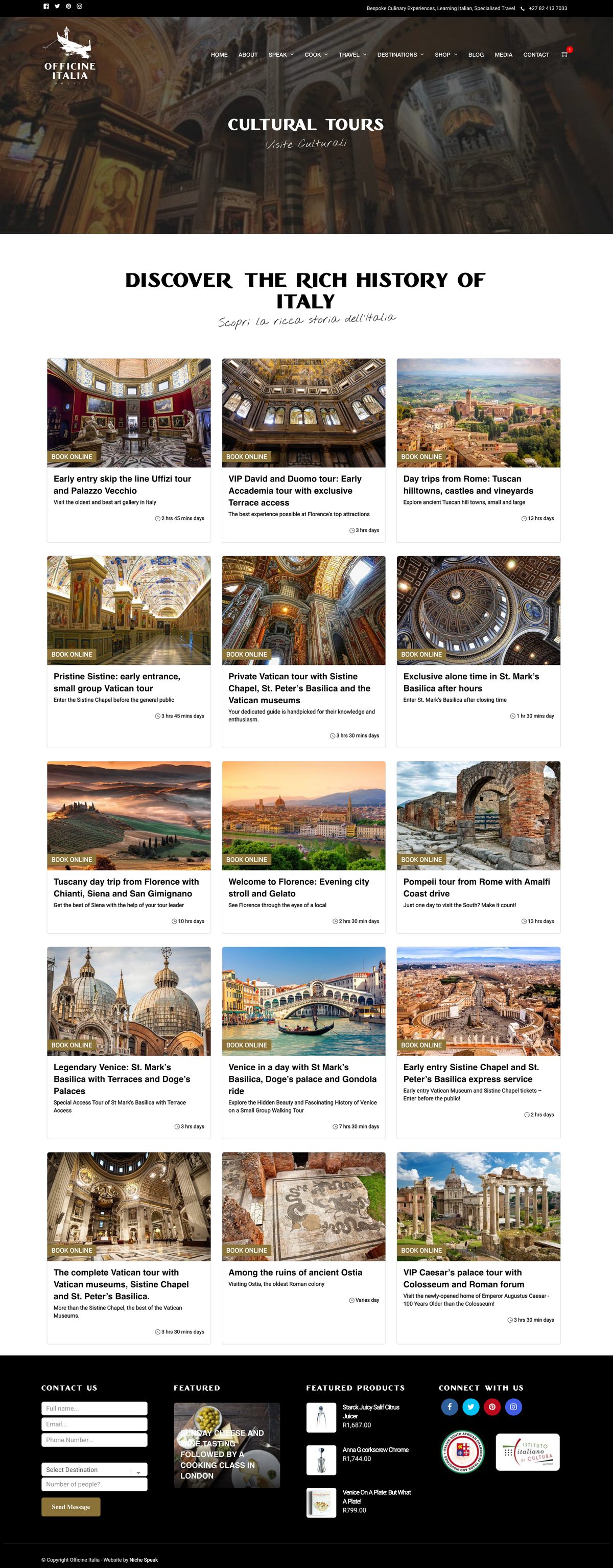 Cultural tours. Galleries, basilicas and hill towns.